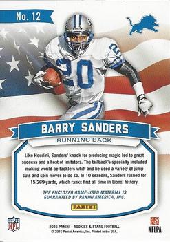 2016 Panini Rookies & Stars - Great American Treasures Prime #12 Barry Sanders Back
