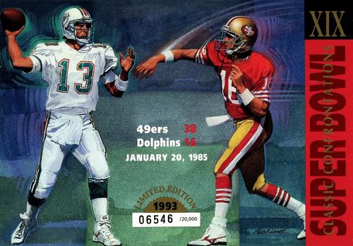 1993 Upper Deck Authenticated Classic Confrontations Super Bowl XIX 4x6 #NNO Dan Marino / Joe Montana Front