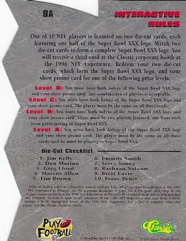 1996 Classic NFL Experience - Super Bowl XXX Die Cut Interactive #9A Brett Favre Back
