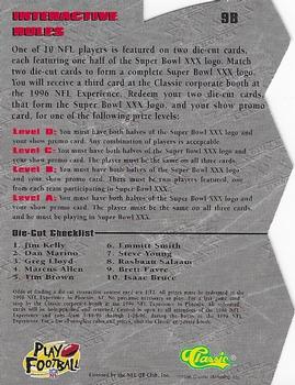 1996 Classic NFL Experience - Super Bowl XXX Die Cut Interactive #9B Brett Favre Back