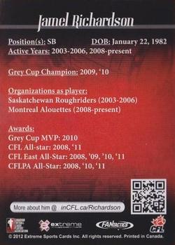 2012 Extreme Sports CFL Grey Cup 100 Years #NNO Jamel Richardson Back