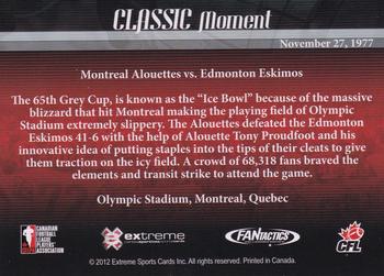 2012 Extreme Sports CFL Grey Cup 100 Years #NNO 65th Grey Cup - Ice Bowl 1977 Back