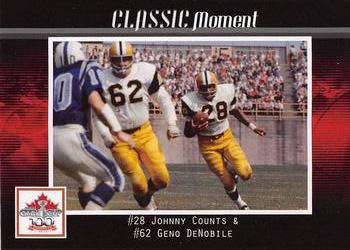 2012 Extreme Sports CFL Grey Cup 100 Years #NNO Johnny Counts / Geno DeNobile Front