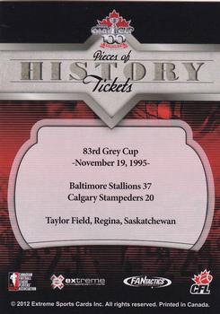 2012 Extreme Sports CFL Grey Cup 100 Years #NNO 83rd Grey Cup Program Back