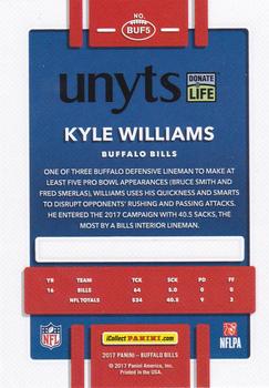 2017 Donruss Unyts Buffalo Bills #BUF5 Kyle Williams Back