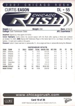 2007 MultiAd Chicago Rush (AFL) #19 Curtis Eason Back