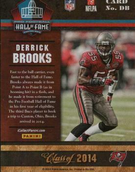2014 Panini Pro Football Hall of Fame #DB Derrick Brooks Back