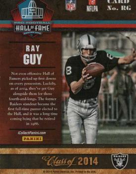 2014 Panini Pro Football Hall of Fame #RG Ray Guy Back
