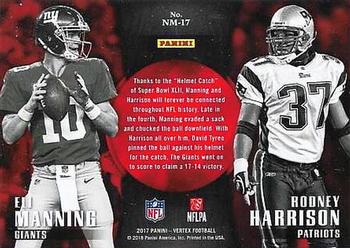 2017 Panini Vertex - Nemeses #NM-17 Eli Manning / Rodney Harrison Back