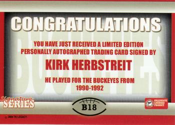 2004-09 TK Legacy Ohio State Buckeyes - Buckeyes Autographs #B18 Kirk Herbstreit Back