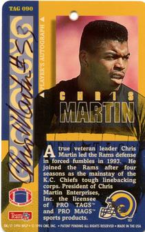 1994 Pro Tags - Autographed #TAG 090 Chris Martin Back