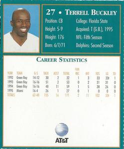 1996 AT&T Miami Dolphins #NNO Terrell Buckley Back