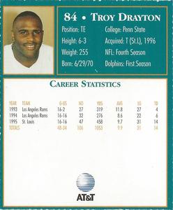 1996 AT&T Miami Dolphins #NNO Troy Drayton Back