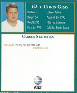 1996 AT&T Miami Dolphins #NNO Chris Gray Back