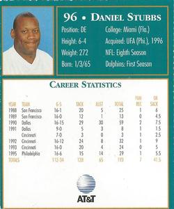 1996 AT&T Miami Dolphins #NNO Daniel Stubbs Back