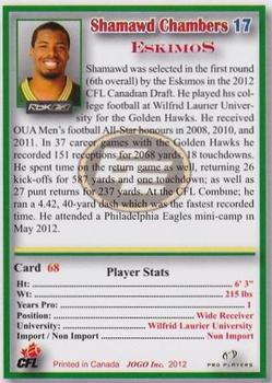 2012 JOGO #68 Shamawd Chambers Back