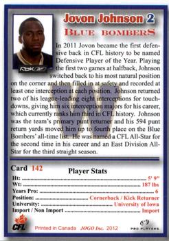 2012 JOGO #142 Jovon Johnson Back
