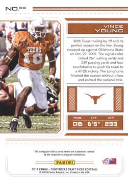 2018 Panini Contenders Draft Picks #99 Vince Young Back