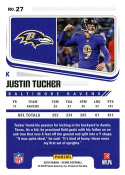 2018 Score #27 Justin Tucker Back