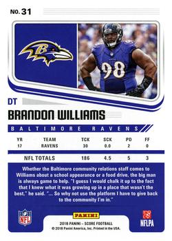 2018 Score #31 Brandon Williams Back
