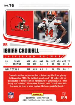 2018 Score #76 Isaiah Crowell Back