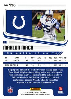 2018 Score #136 Marlon Mack Back