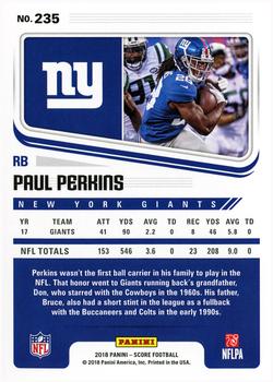2018 Score #235 Paul Perkins Back