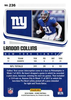 2018 Score #236 Landon Collins Back