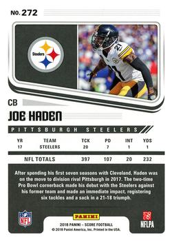 2018 Score #272 Joe Haden Pittsburgh Steelers Football Card