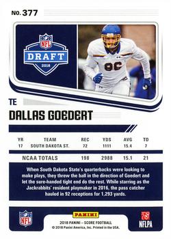 2018 Score #377 Dallas Goedert Back