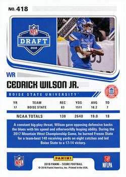 2018 Score #418 Cedrick Wilson Jr. Back