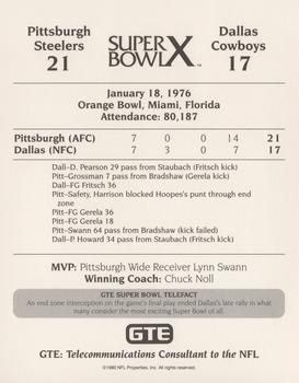 1991 GTE Super Bowl Theme Art #10 Super Bowl X Back