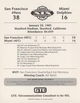 1991 GTE Super Bowl Theme Art #19 Super Bowl XIX Back