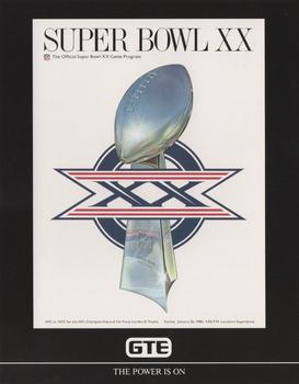 1991 GTE Super Bowl Theme Art #20 Super Bowl XX Front