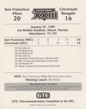 1991 GTE Super Bowl Theme Art #23 Super Bowl XXIII Back