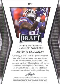 2018 Leaf Draft #04 Antonio Callaway Back