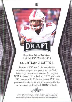 2018 Leaf Draft #12 Courtland Sutton Back