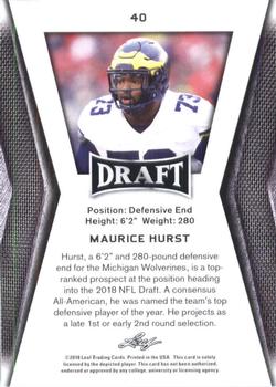 2018 Leaf Draft #40 Maurice Hurst Back