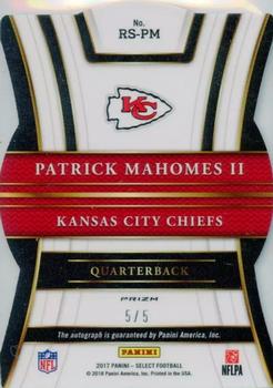 2017 Panini Select - Rookie Signatures Green Prizm Die Cut #RS-PM Patrick Mahomes II Back