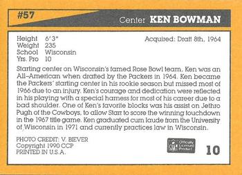 1990 Green Bay Packers 25th Anniversary #10 Ken Bowman Back