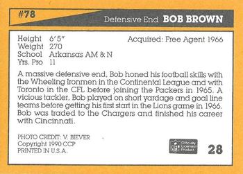 1990 Green Bay Packers 25th Anniversary #28 Bob Brown Back