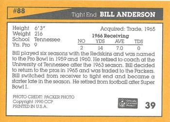 1990 Green Bay Packers 25th Anniversary #39 Bill Anderson Back