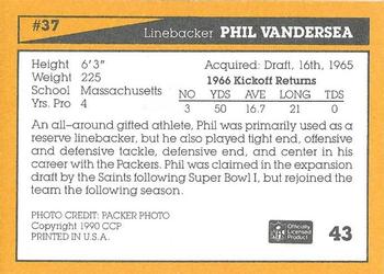 1990 Green Bay Packers 25th Anniversary #43 Phil Vandersea Back
