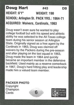 1991 Champion Cards Green Bay Packers Super Bowl II 25th Anniversary #6 Doug Hart Back
