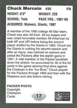 1991 Champion Cards Green Bay Packers Super Bowl II 25th Anniversary #17 Chuck Mercein Back