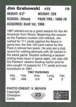 1991 Champion Cards Green Bay Packers Super Bowl II 25th Anniversary #23 Jim Grabowski Back