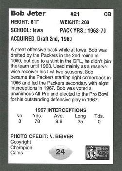 1991 Champion Cards Green Bay Packers Super Bowl II 25th Anniversary #24 Bob Jeter Back