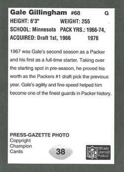 1991 Champion Cards Green Bay Packers Super Bowl II 25th Anniversary #38 Gale Gillingham Back