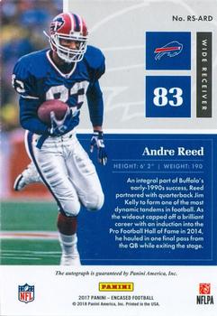 2017 Panini Encased - Reserve Signatures Emerald #RS-ARD Andre Reed Back