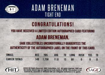 2018 SAGE HIT - Autographs Black #A-1 Adam Breneman Back